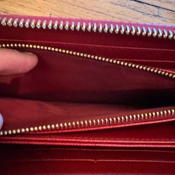 Prada Saffiano Bow Zip Around Continental Red Wallet GHW - Picture 9 of 11